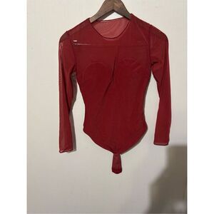 NWOT Popilush Women's Small Red Long Sleeve Bodysuit Shapewear